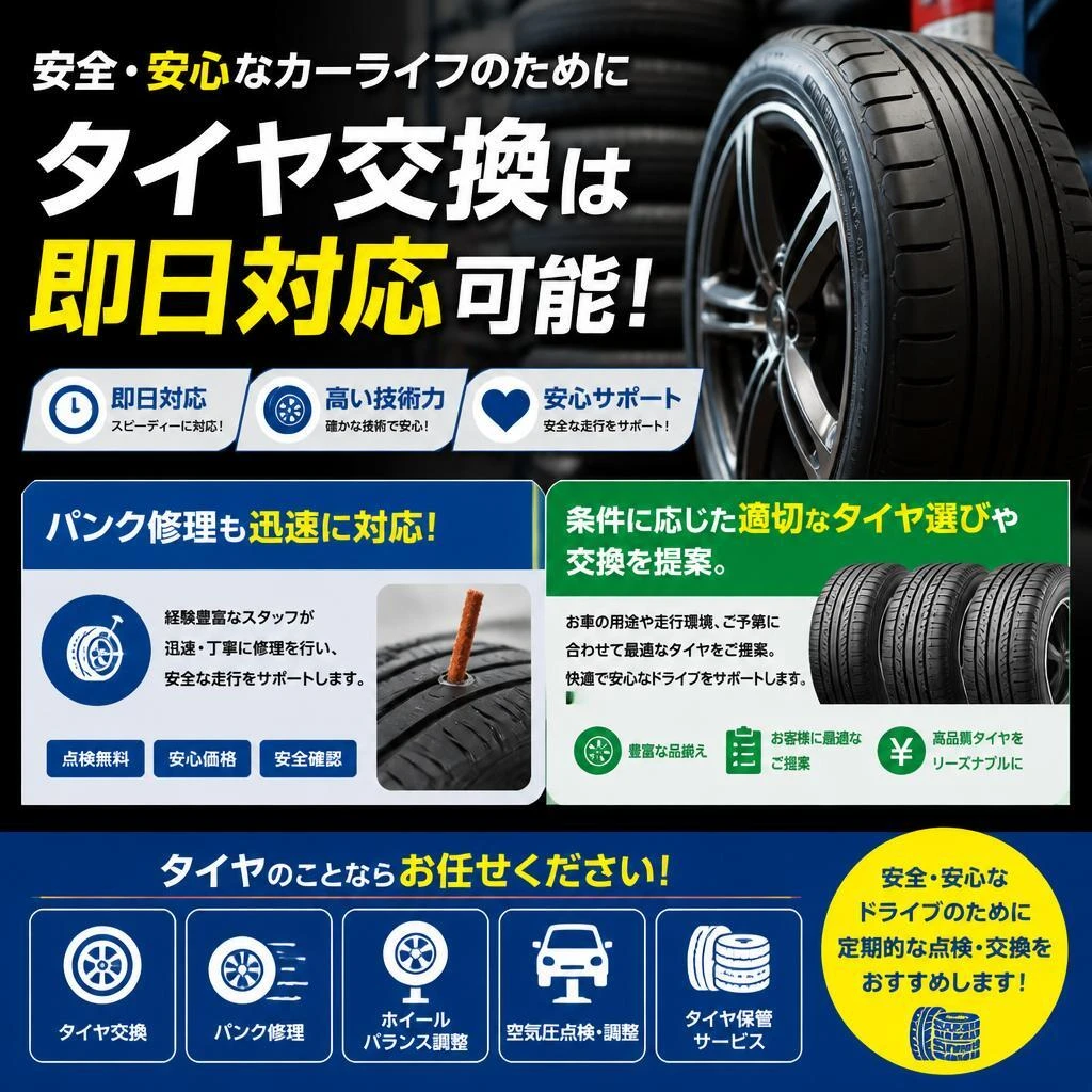 タイヤ交換とパンク修理