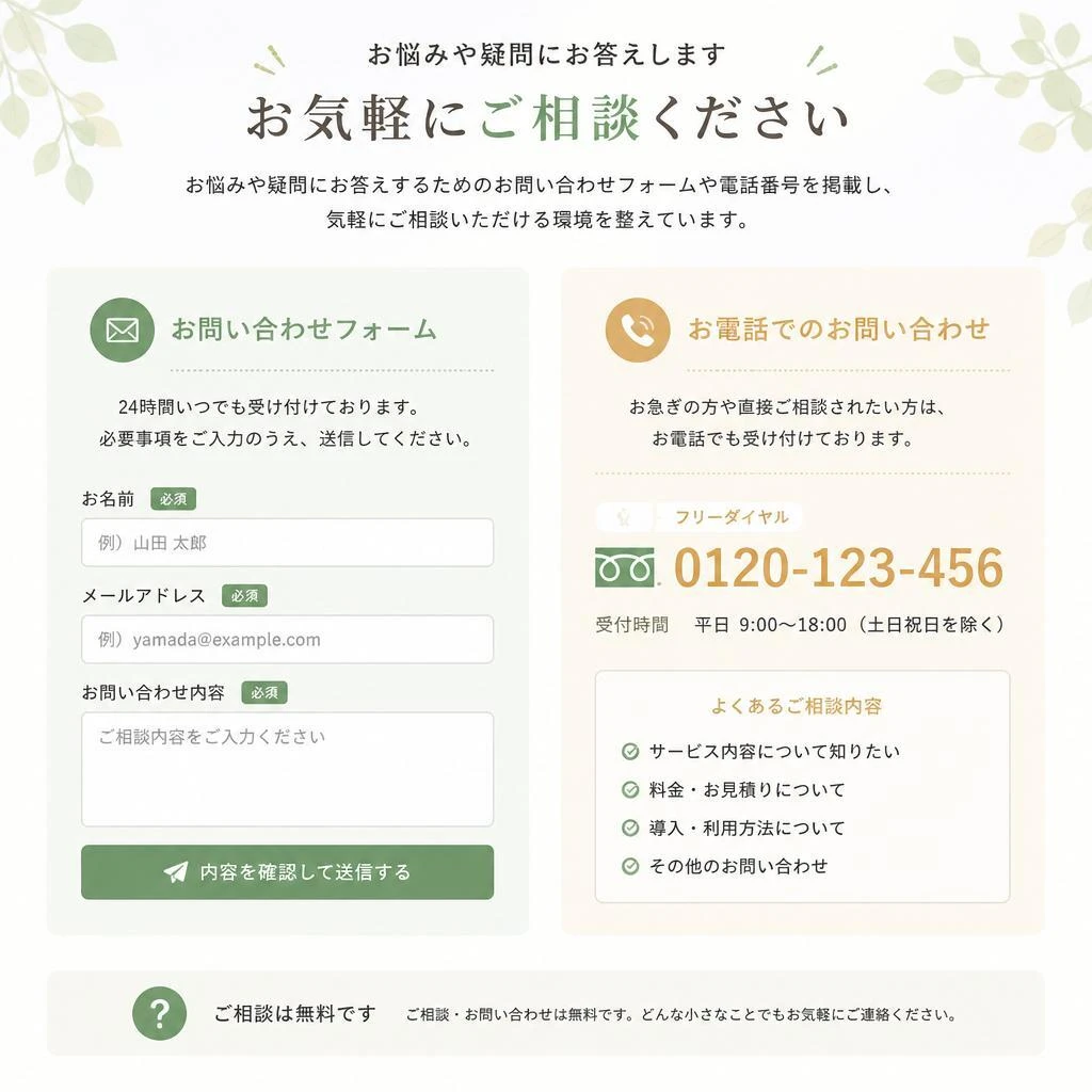 今すぐお問い合わせを！