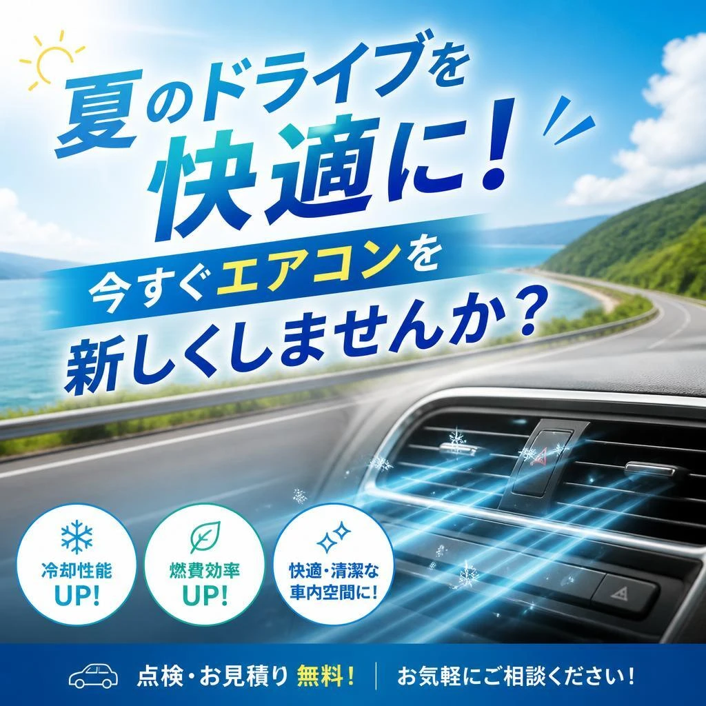 夏のドライブを快適に！今すぐエアコンを新しくしませんか？