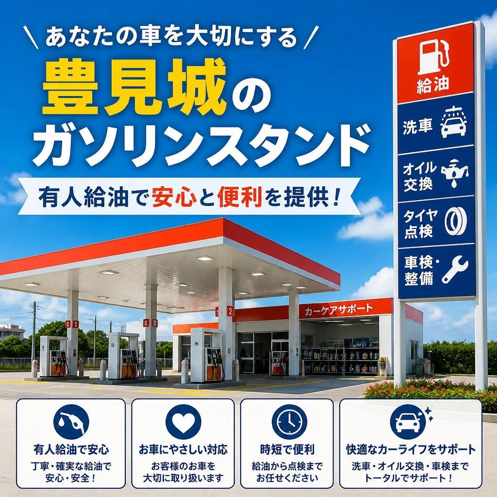 あなたの車を大切にする豊見城のガソリンスタンド、有人給油で安心と便利を提供！