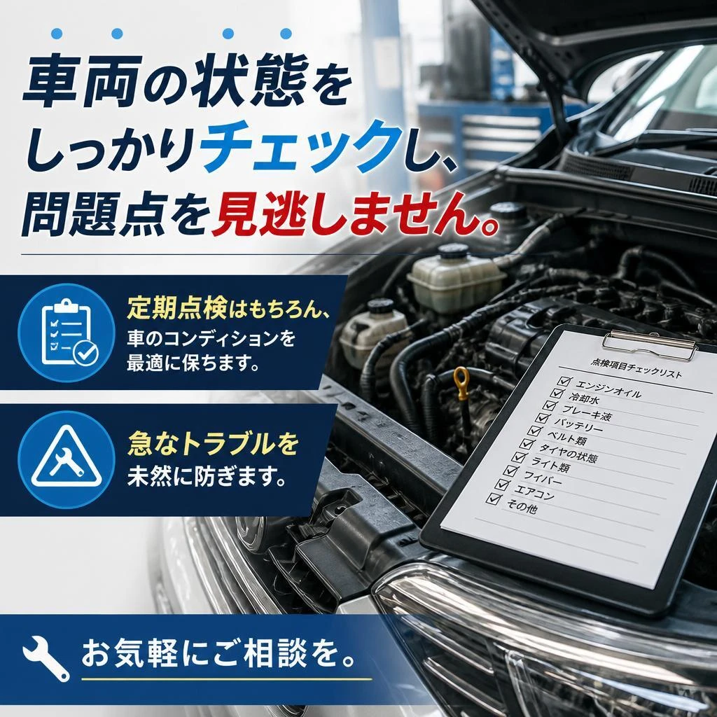 車両チェックアップで安心をプラス