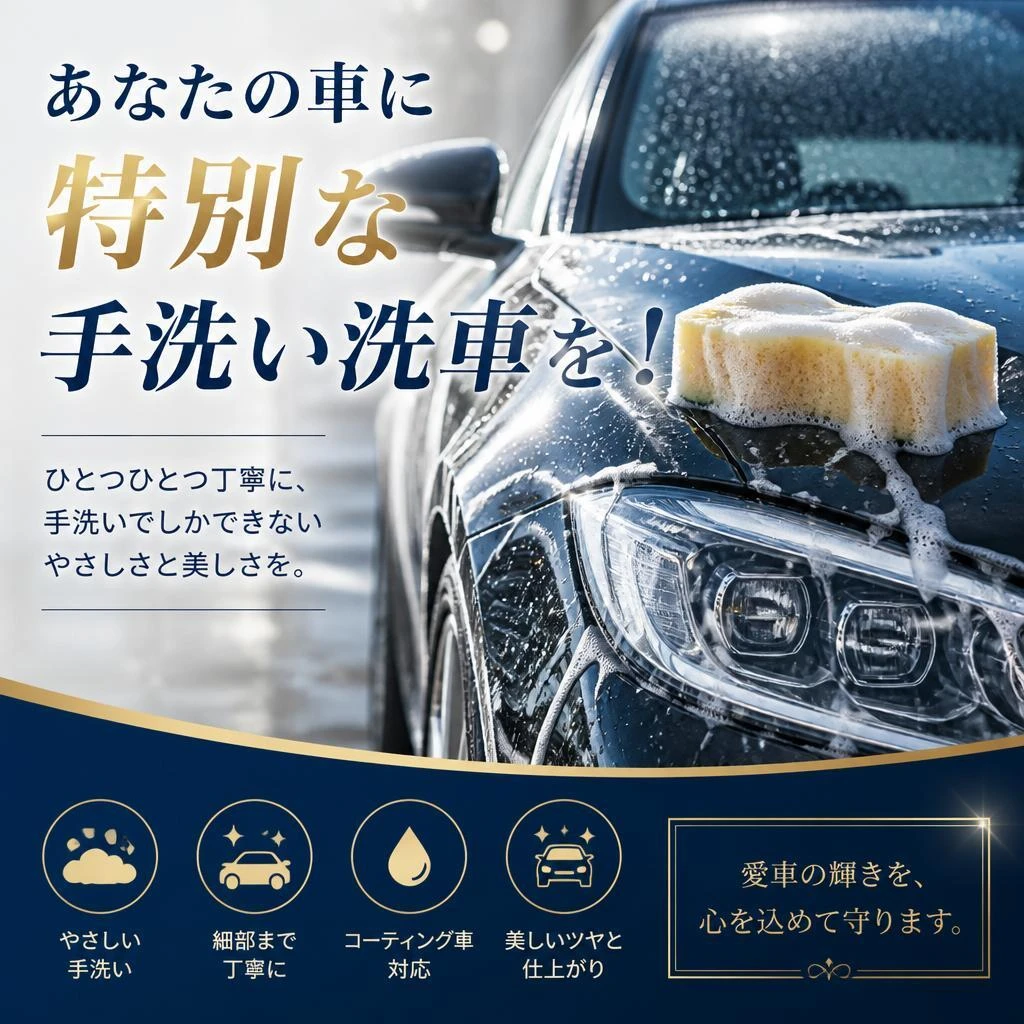 あなたの車に特別な手洗い洗車を！