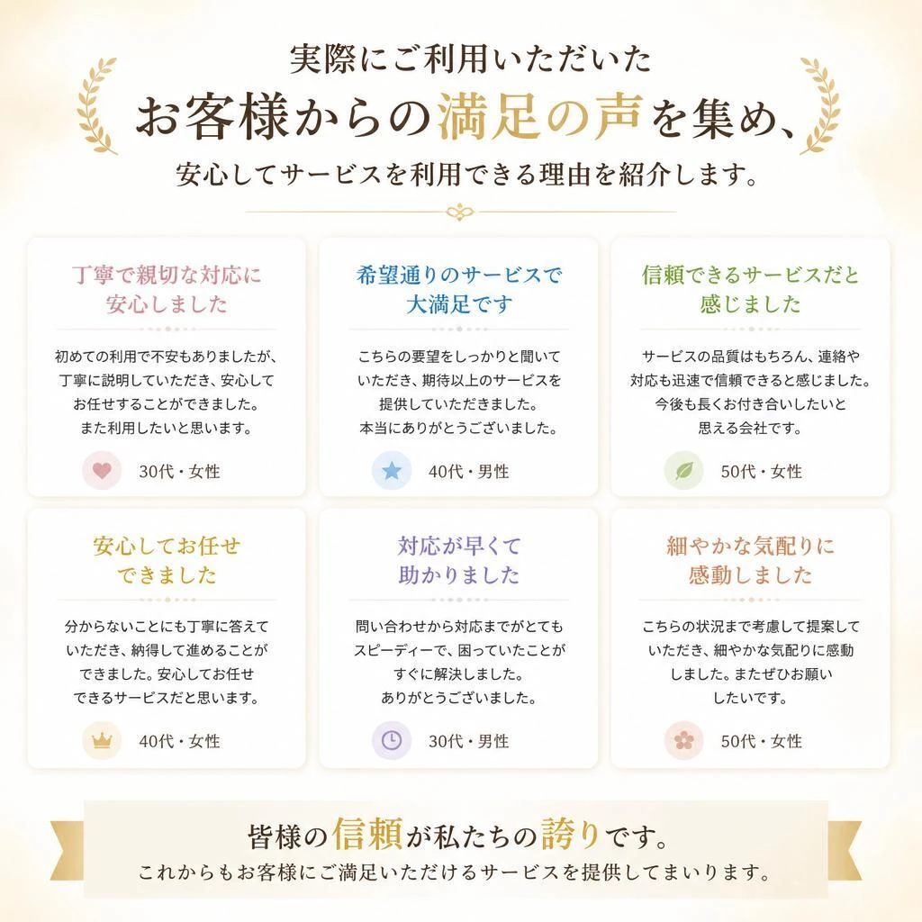 【お客様の声、信頼の証】