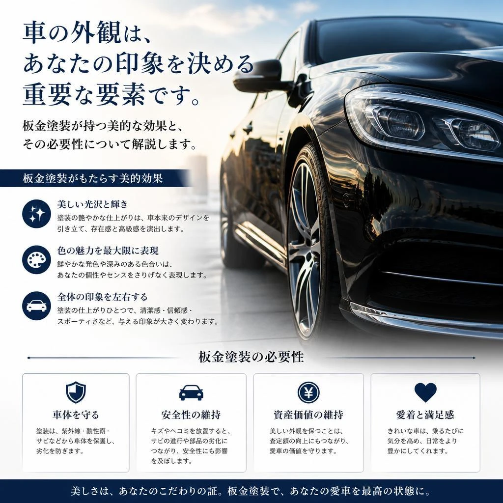 2. 美しい車への第一歩：板金塗装の重要性
